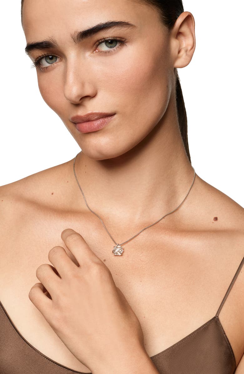 David Yurman Cable Wrap Pendant Necklace, Alternate, color, Silver Pave