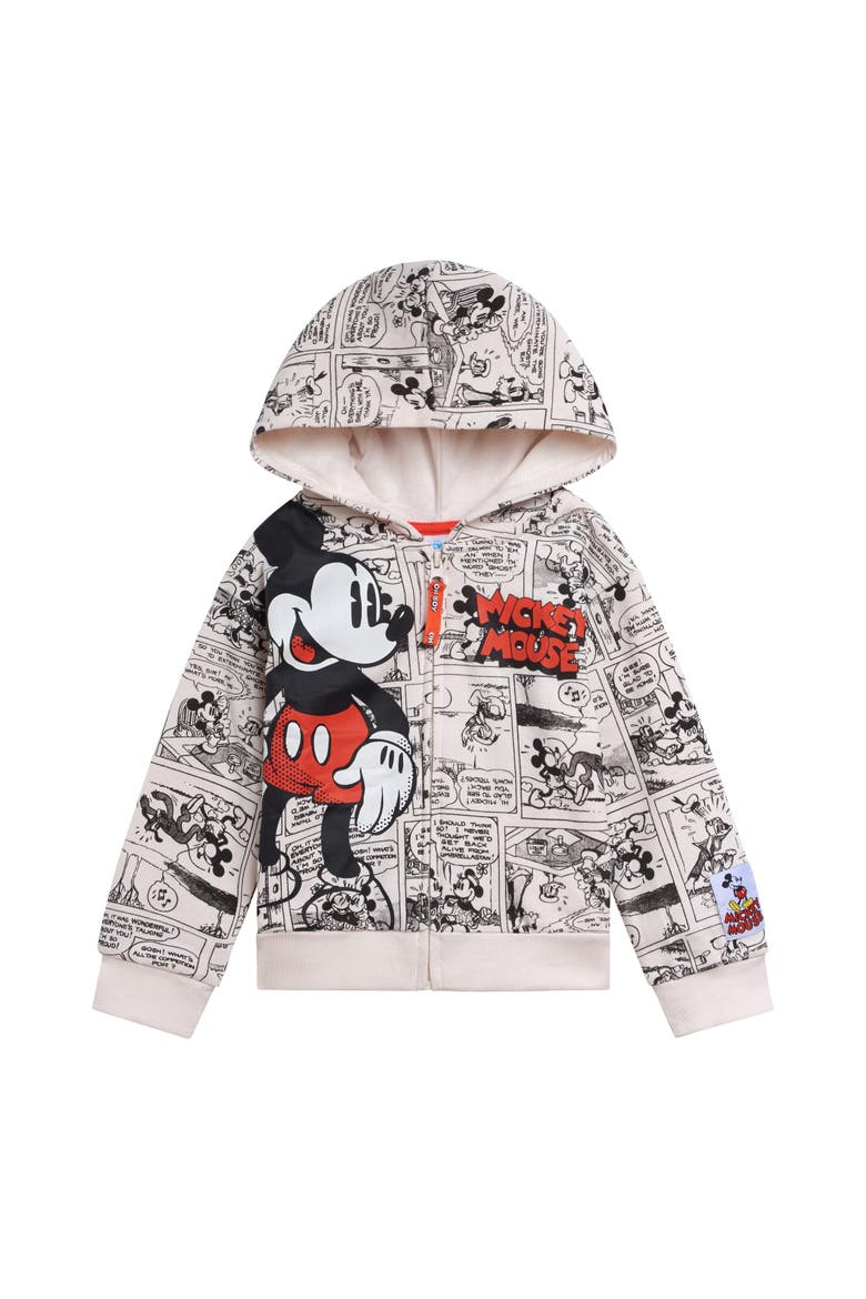 Mickey Mouse Fleece Zip-Up Hoodie, Main, color, Beige Comic Mickey