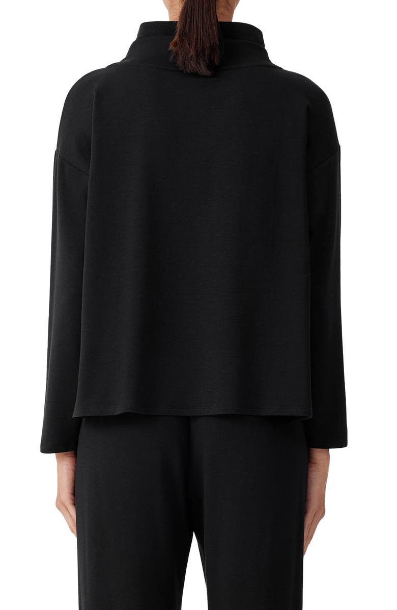 Eileen Fisher Drapey Funnel Neck Top, Alternate, color, Black