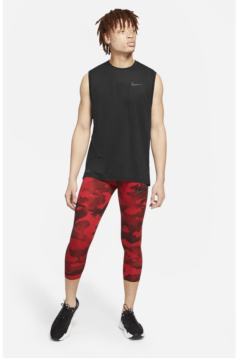 Pro Dri-FIT 3/4 Camo Training Tights, Alternate, color, UNIVERSITY RED/ BLACK