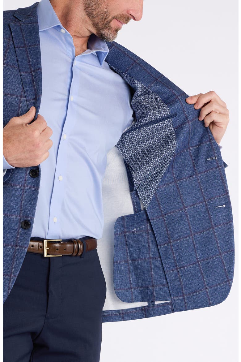 Shoreditch Slim Fit Blue Windowpane Knit Spot Coat, Alternate, color, BLUE