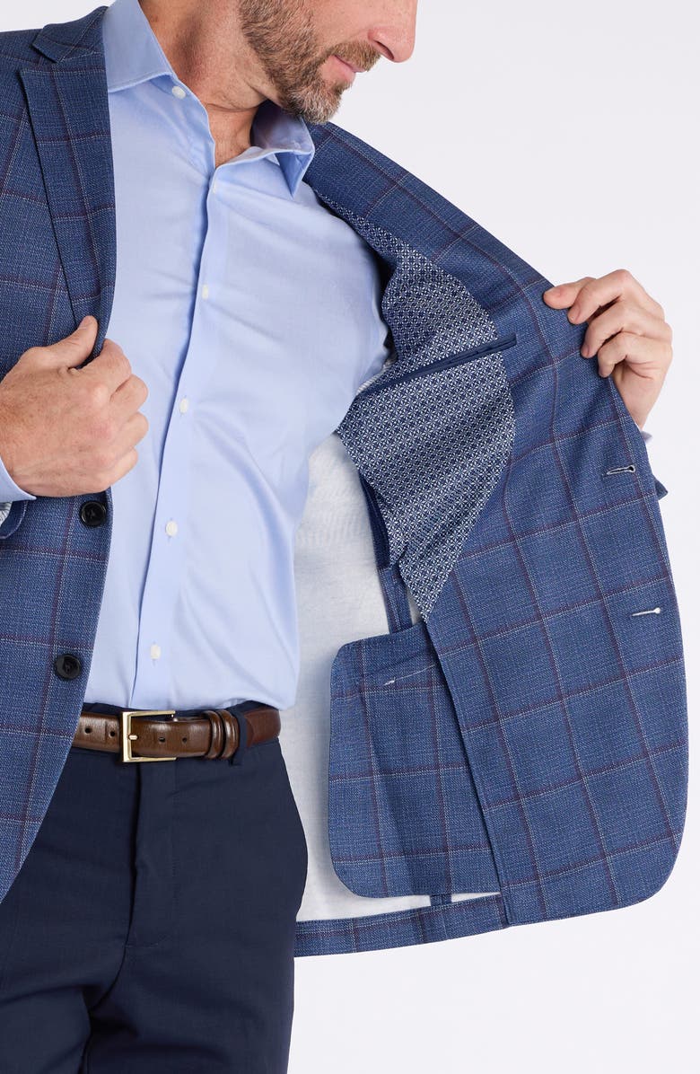 SAVILE ROW CO Shoreditch Slim Fit Blue Windowpane Knit Spot Coat, Alternate, color, Blue