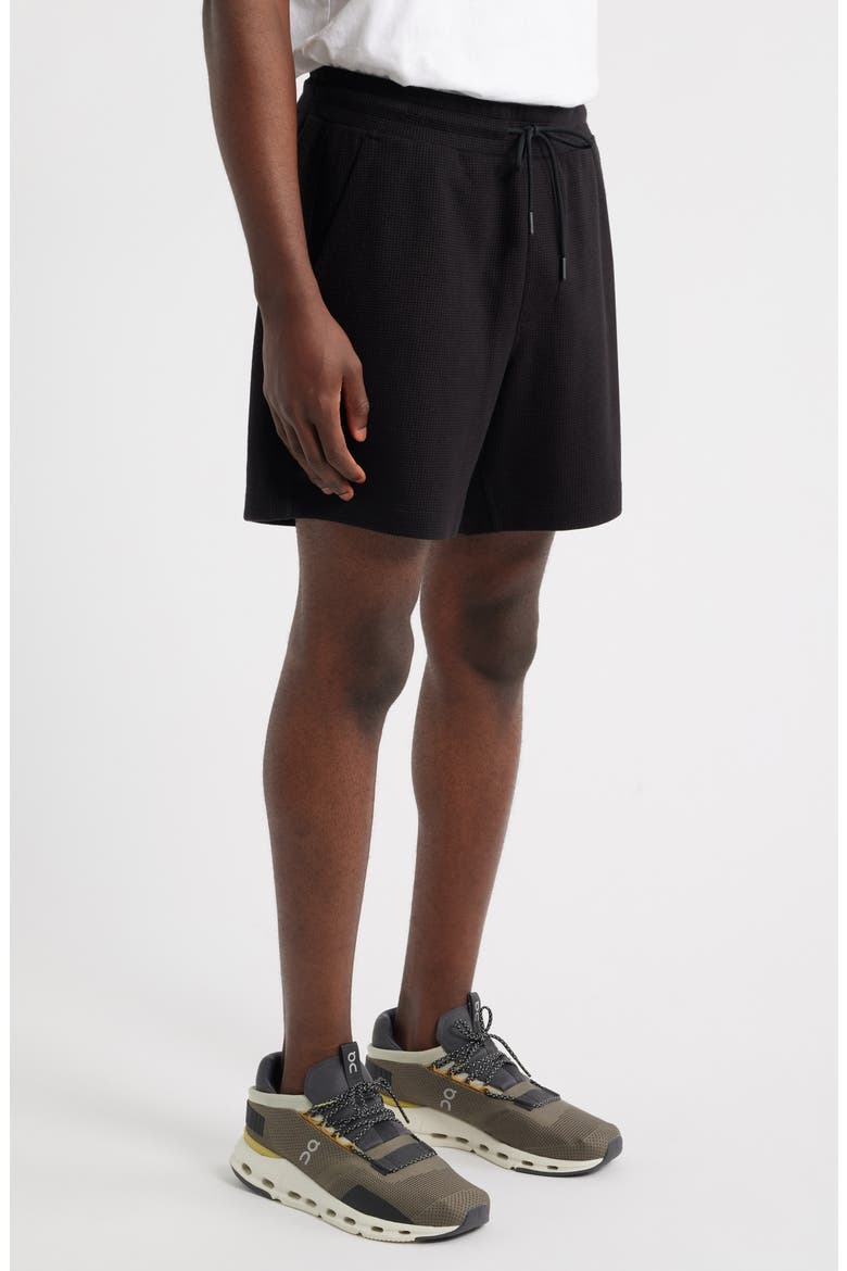 Waffle Knit Shorts, Alternate, color, BLACK CAVIAR