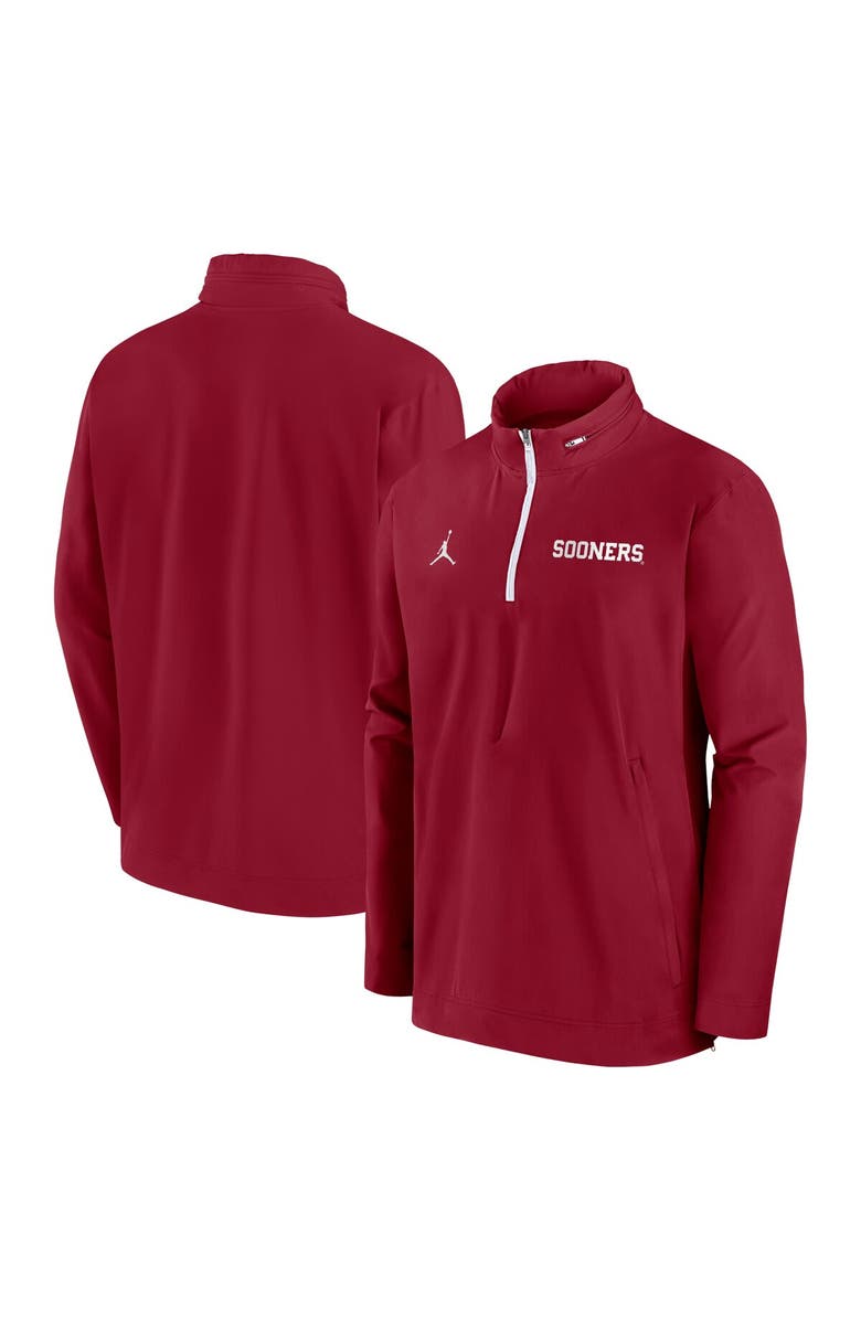 Jordan Brand Men's Jordan Brand Crimson Oklahoma Sooners Sideline Coaches Quarter-Zip Jacket, Alternate, color, Crimson