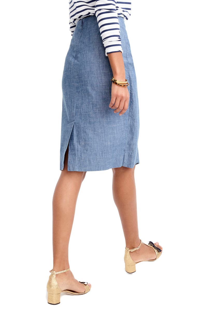 J.CREW FACTORY J.Crew Chambray Ruffle Skirt, Alternate, color,