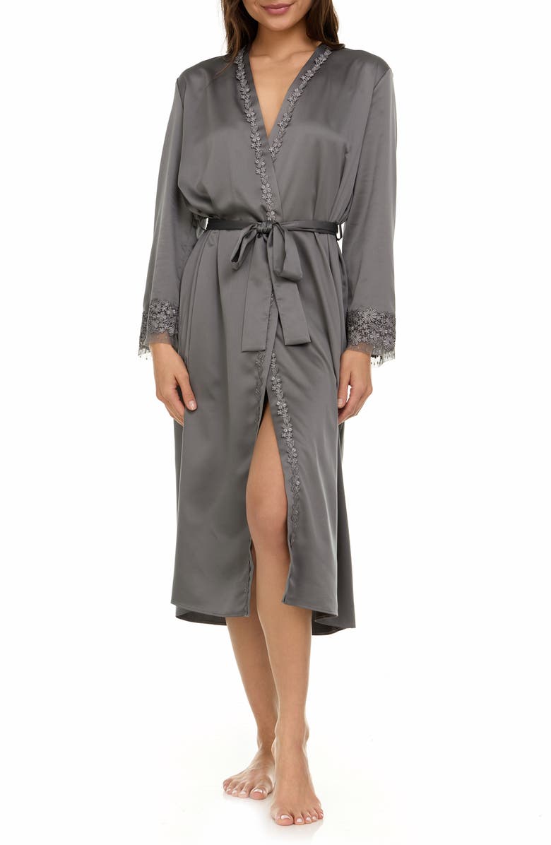 Flora Nikrooz Showstopper Long Robe, Main, color, Gray