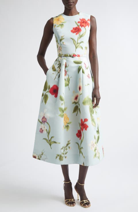 Chiné Dominican Floral Faille Midi Dress