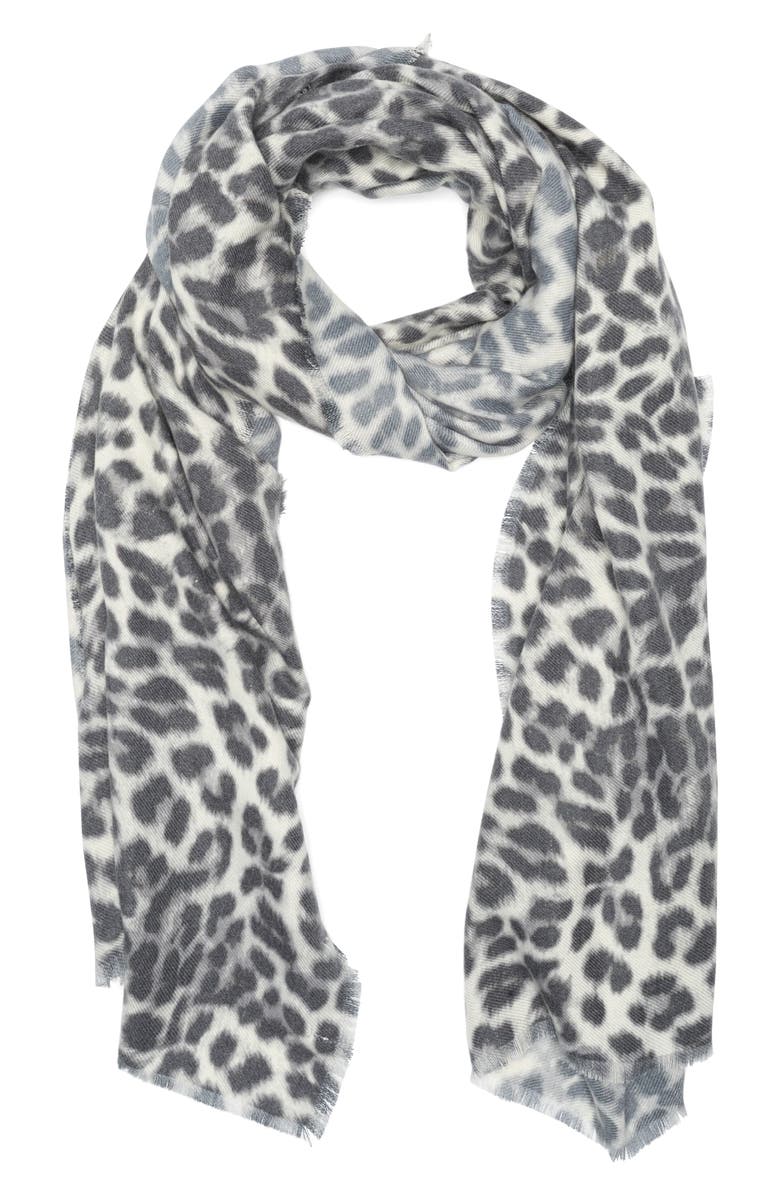 Vince Camuto Hazy Leopard Scarf, Main, color,