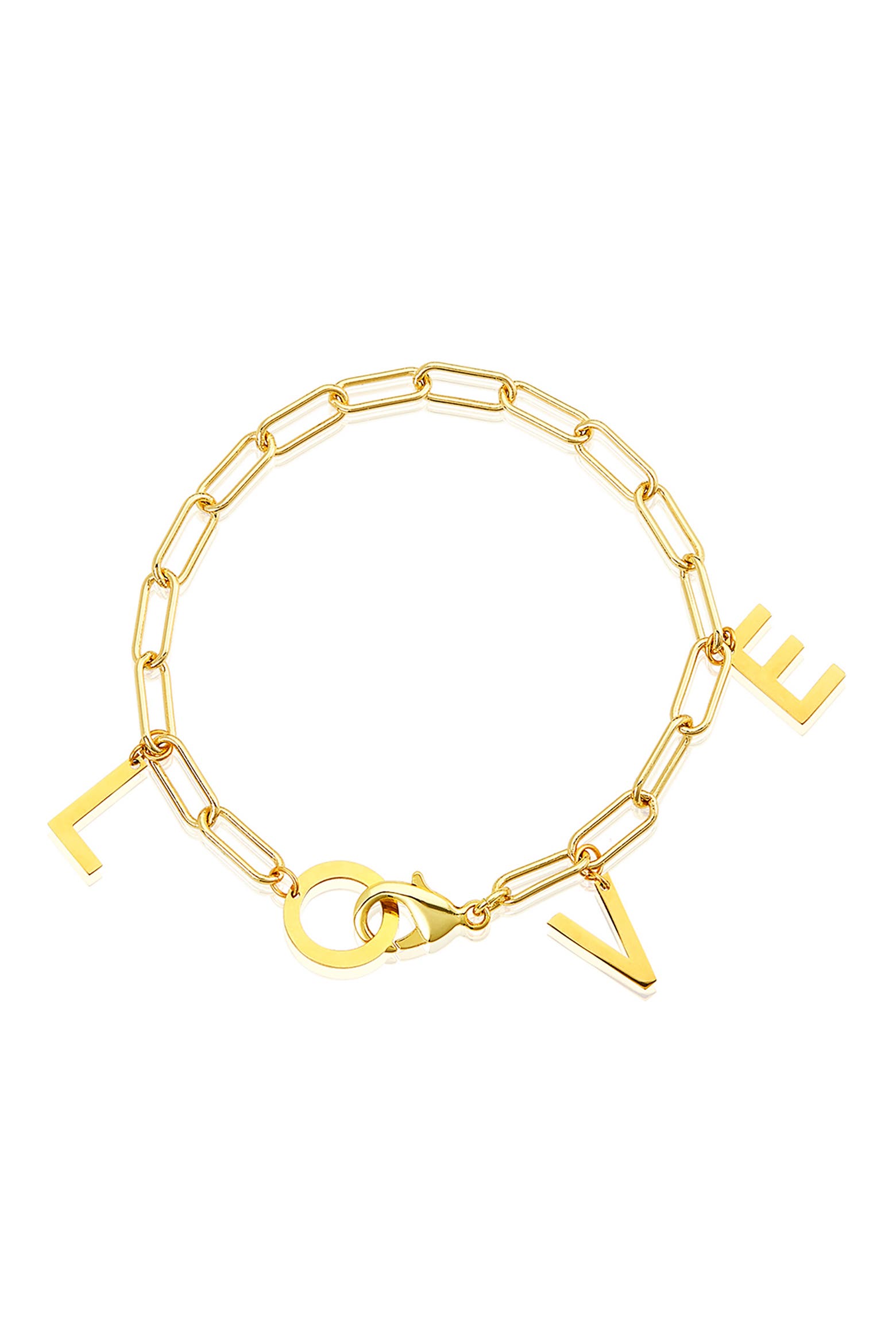 Chian Rack Adornia Gold Vermeil 'Love' Paper Clip Chain Charm Bracelet (Women ...