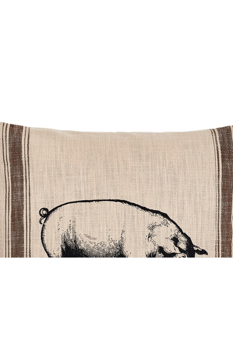 Pig Feed Sack Throw Pillow, 20" x 20", Alternate, color, Brown