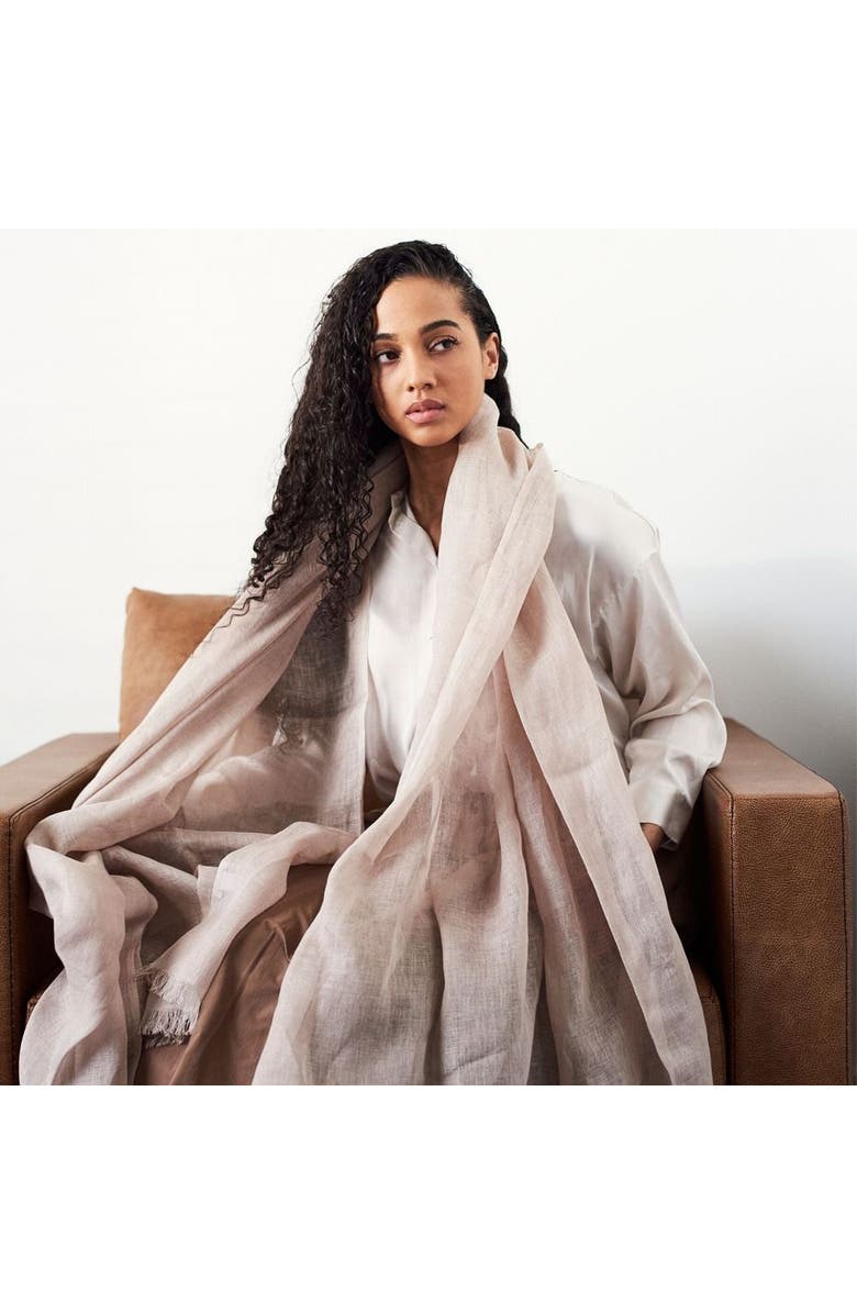 Studio Variously Oat Beige Hand Woven Linen Scarf, Alternate, color, Beige/Oat