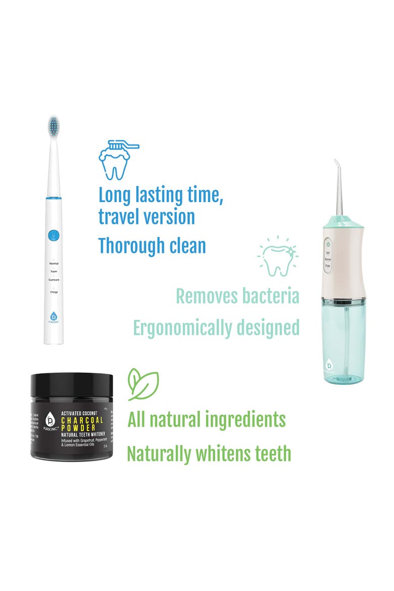 Water Flosser, Sonic Toothbrush & Charcoal Whitener, Alternate, color, White