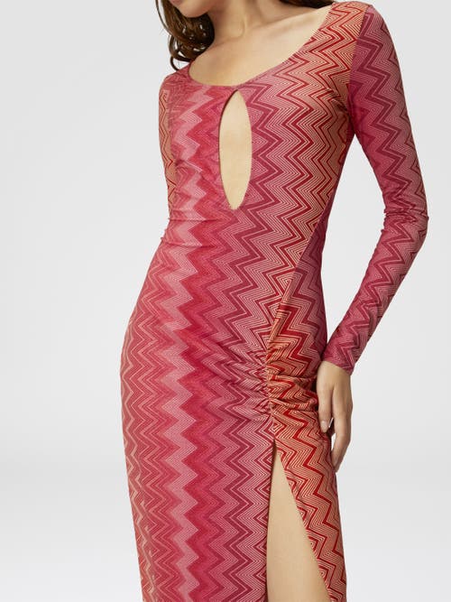 Missoni Cover Up Dress In Stretch Nylon Zig Zag Lamé In Red