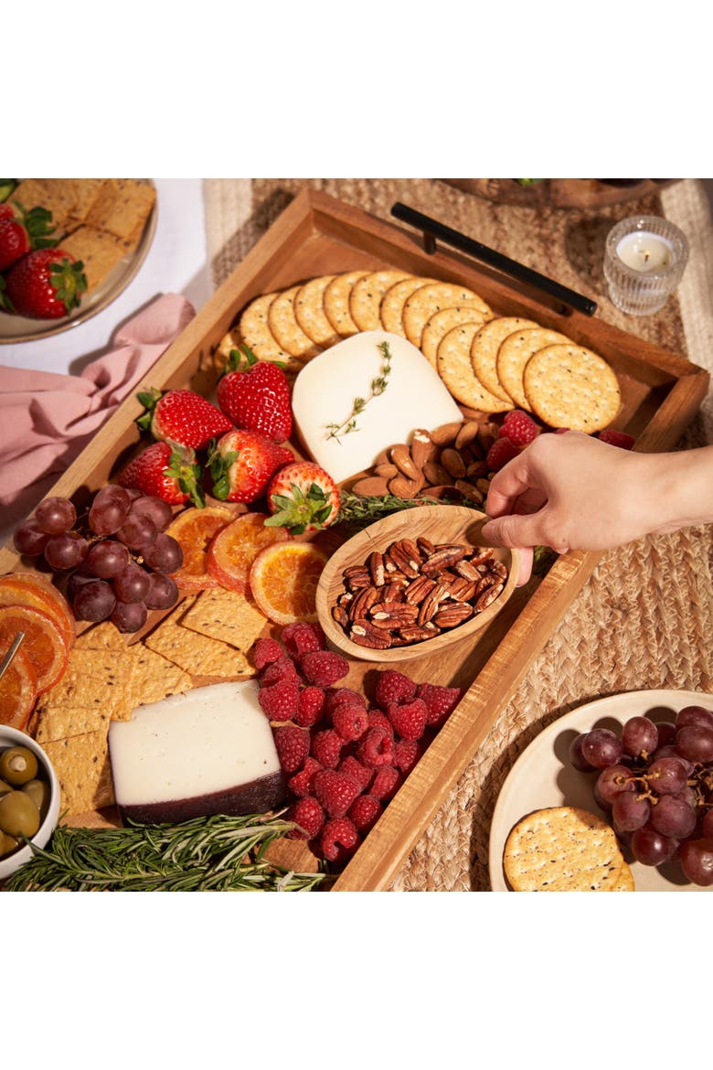 Acacia Wood Longboard Cheese Board with Metal Handle, Alternate, color, Wood