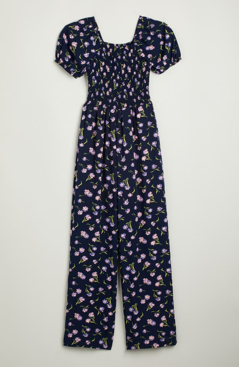 Nordstrom Kids' Floral Square Neck Jumpsuit, Main, color, Navy Peacoat Grace Floral