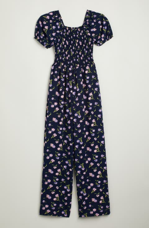 Kids' Floral Square Neck Jumpsuit (Big Kid)