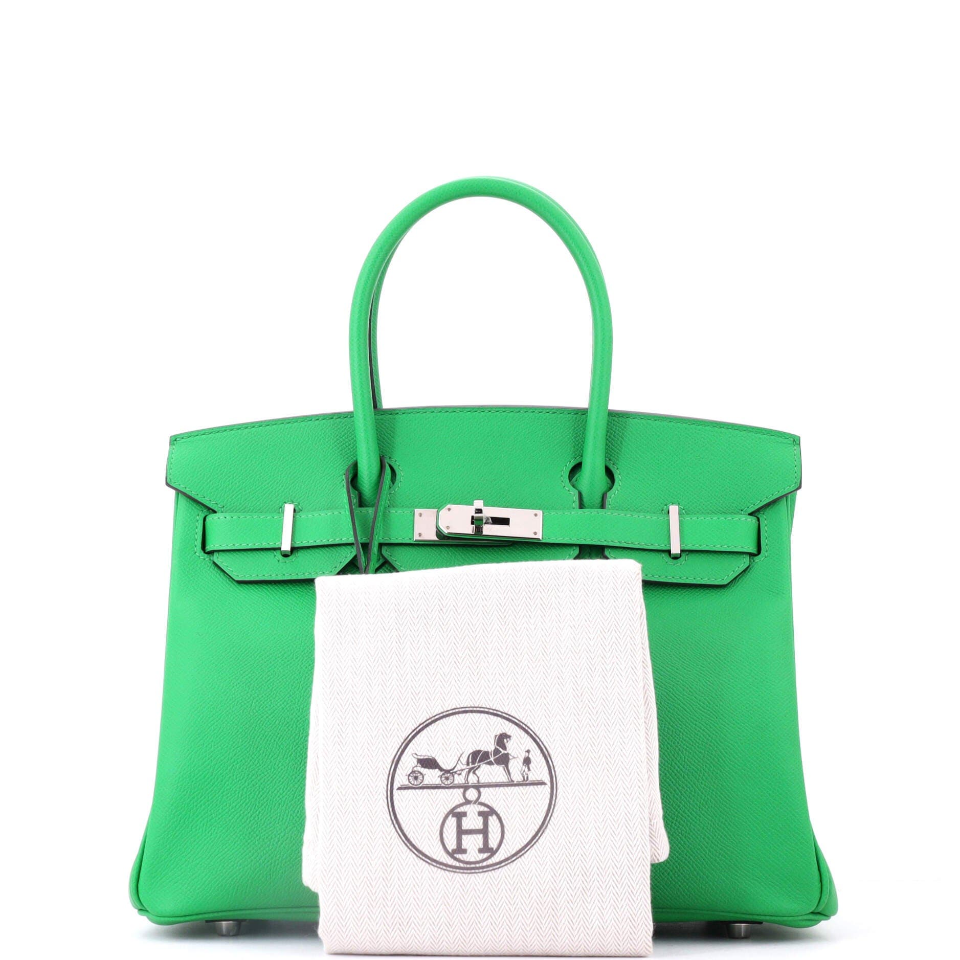 Birkin Handbag Green Epsom with Palladium Hardware 30, Alternate, color, Green