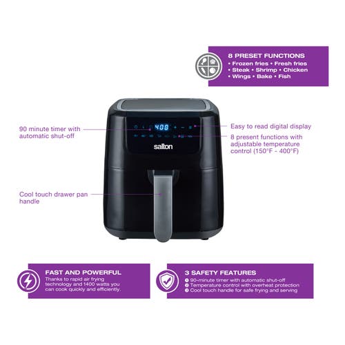 Salton Digital Air Fryer Xl In Black