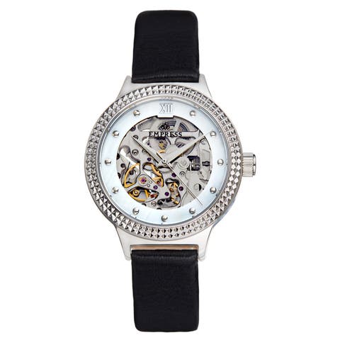 Alice Automatic Skeleton Leather-Band Watch
