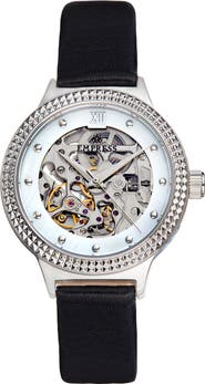 Empress Alice Automatic Skeleton Leather-Band Watch