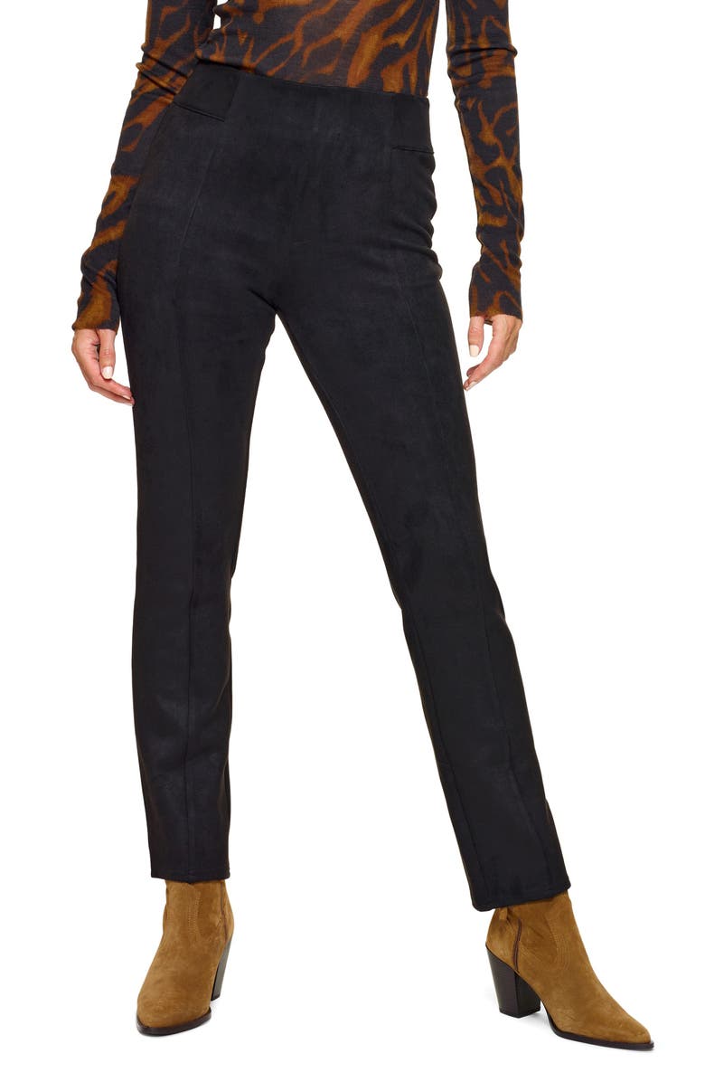 Hue High Waist Faux Suede Straight Leg Pants, Main, color,