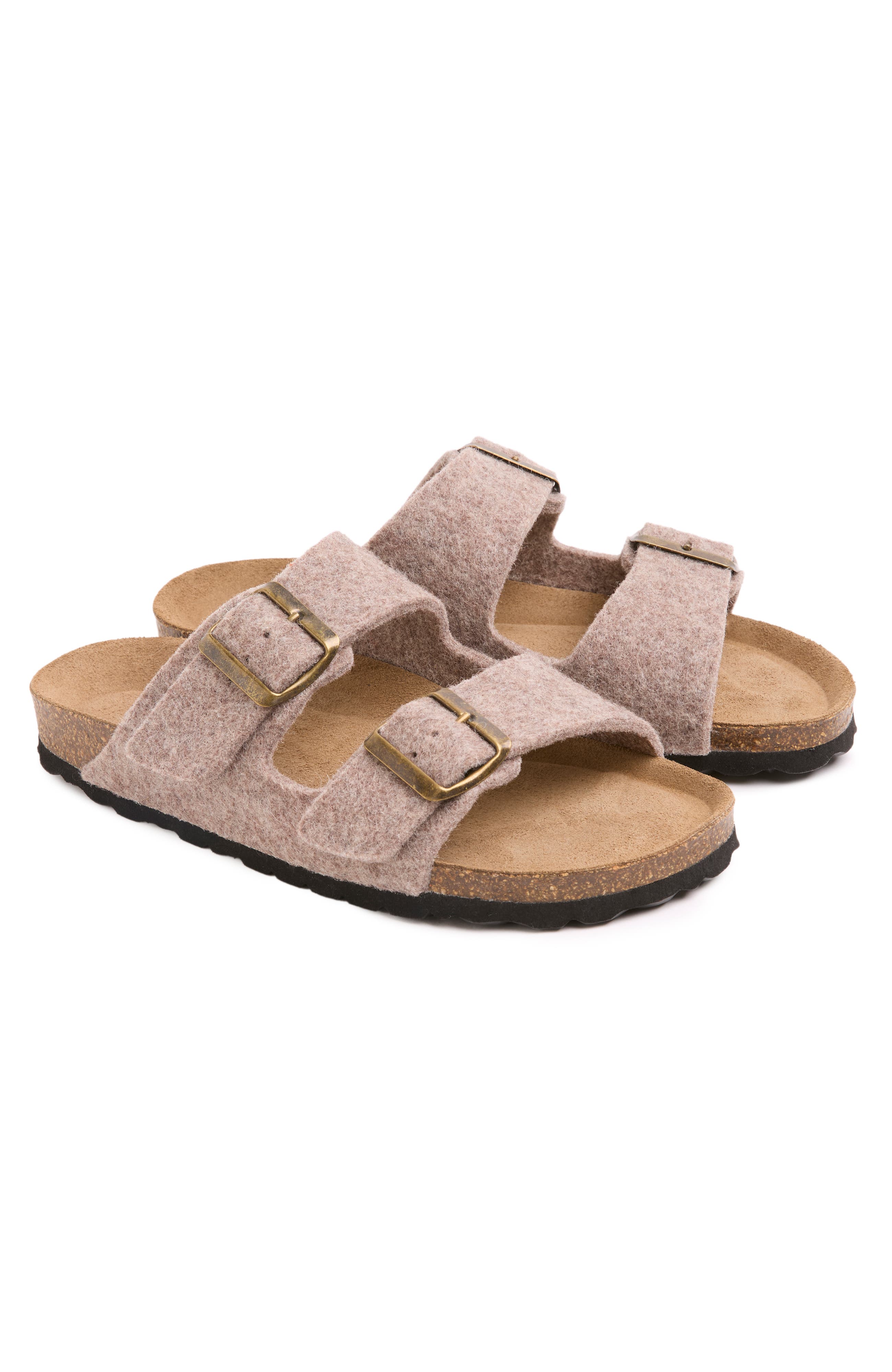 Celtic & Co. Felt Double Buckle Slide Sandal, Main, color, Taupe