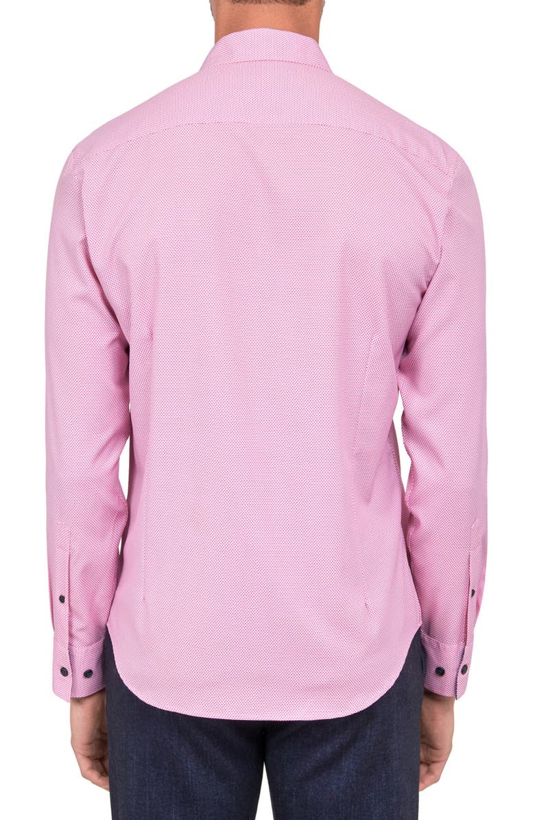 CONSTRUCT Slim Fit Micro Geo 4-Way Stretch Performance Long Sleeve Shirt, Alternate, color, Pink