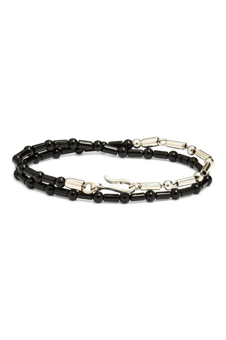Men's Bar & Stone Beaded Wrap Bracelet, Main, color, BLACK ONYX