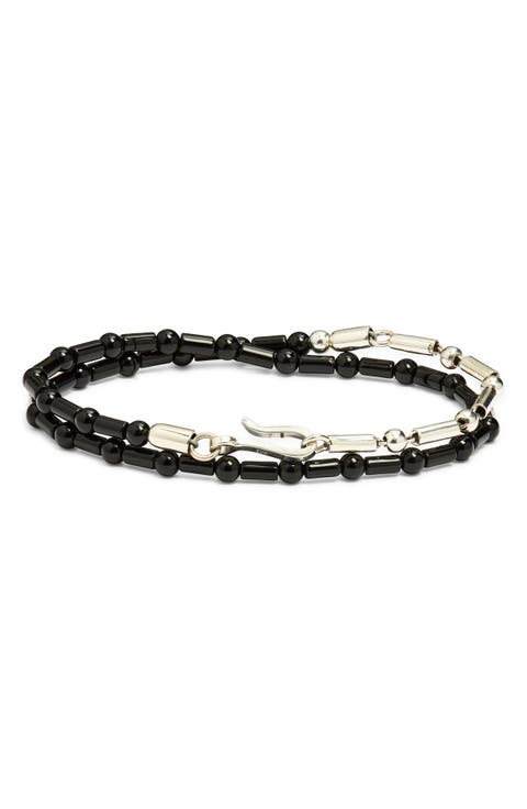 Men's Bar & Stone Beaded Wrap Bracelet