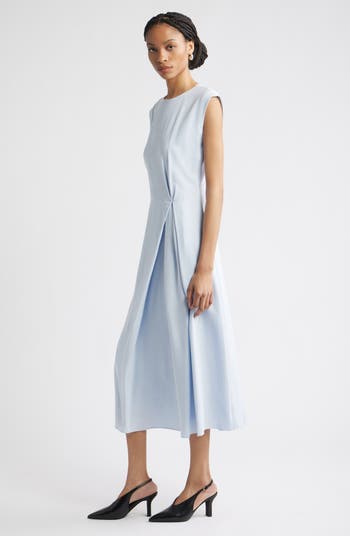 Front Pleat Midi Dress