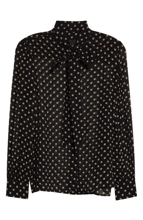 Nili Lotan Carina Tie Neck Silk Top In Black