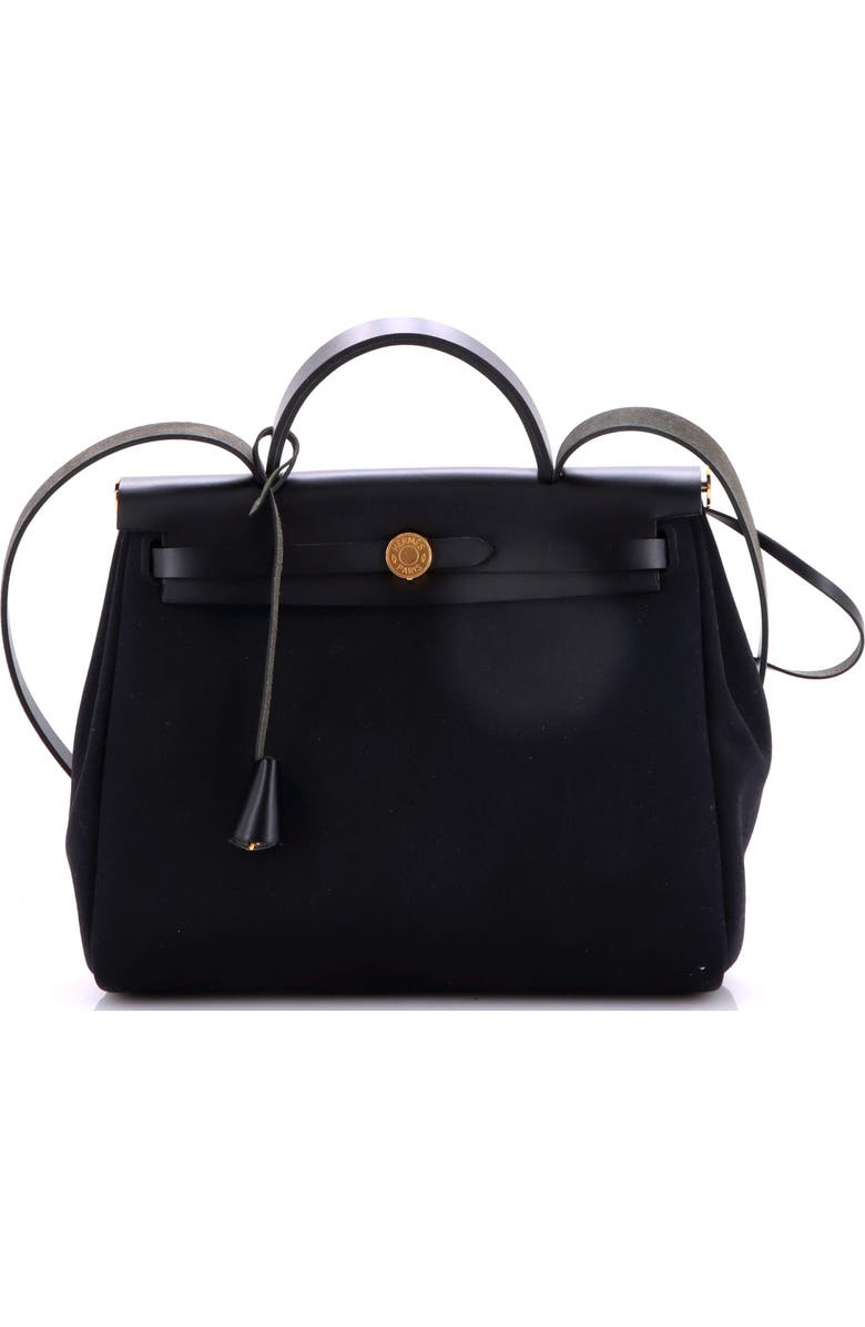 Pre-Owned Hermes Herbag Zip Leather and Toile 31, Main, color, Noir