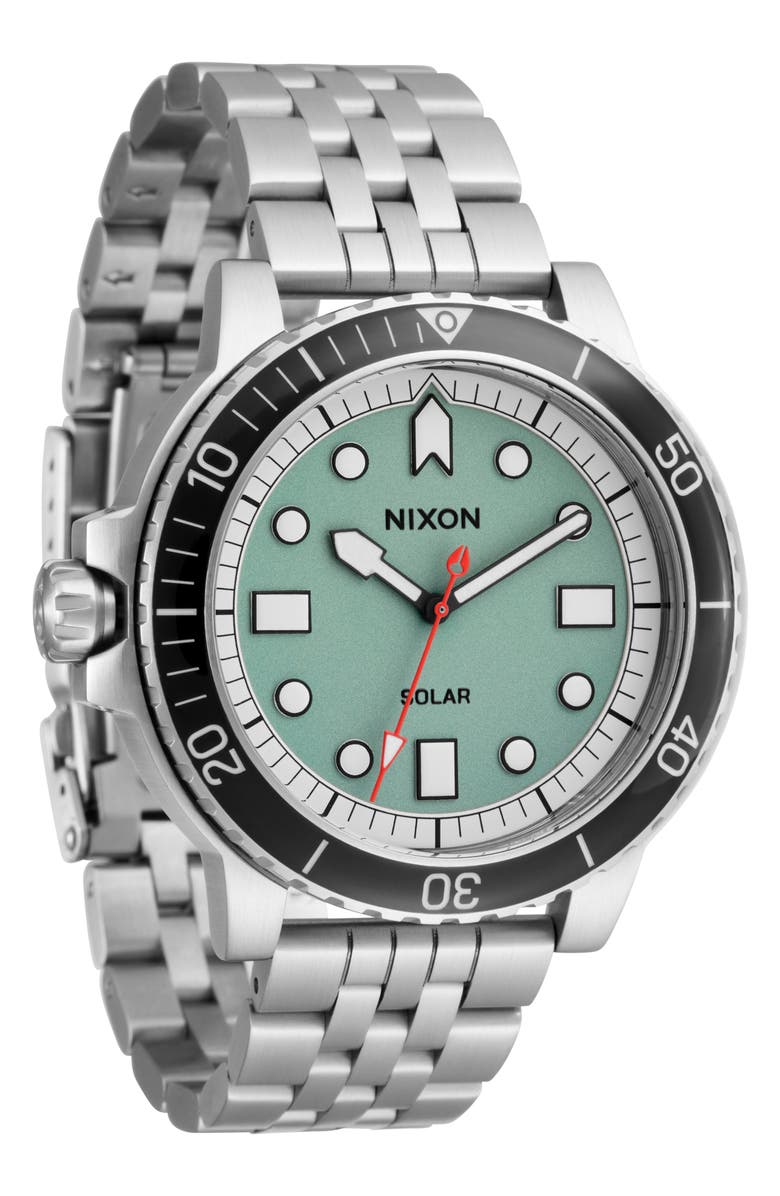 Nixon The Stinger Dive Bracelet Watch, 44mm, Alternate, color, Silver / Jade / White