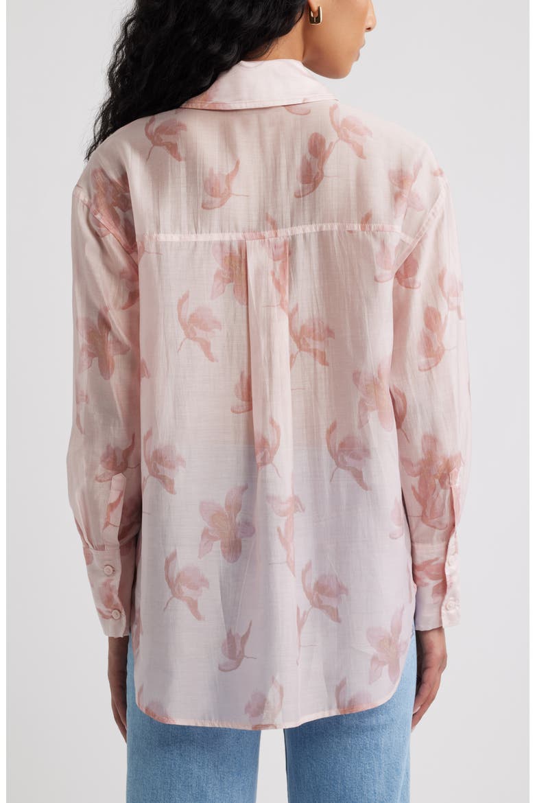 Oversize Organza Button-Up Shirt, Alternate, color, PINK WINDY HIBISCUS