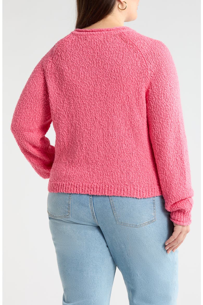 Fitted Crewneck Cardigan, Alternate, color, PINK LEMONADE