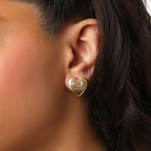 Juicy Couture Heart Stud Earrings With Iconic Logo In Gold