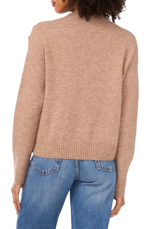 1.state Mock Neck Shoulder Button Sweater In Brown