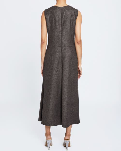 Santorelli Belle Sleeveless Midi Dress With Front Seam Detail In Hickory Brown