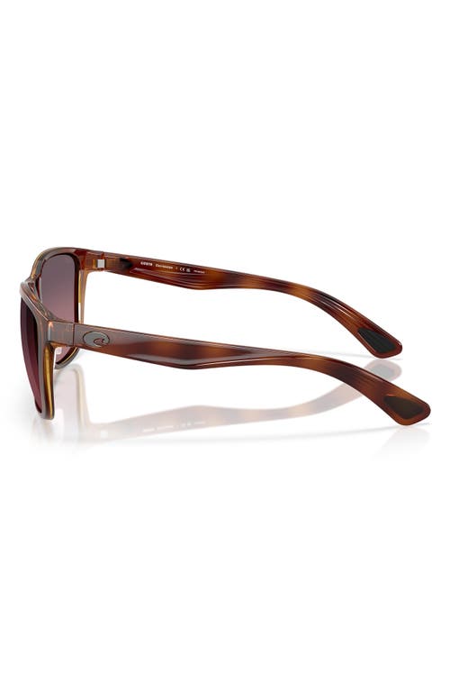 Costa Del Mar 57mm Polarized Rectangular Sunglasses In Tortoise/rose Gradient 580g