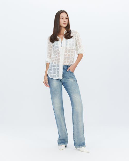Theo The Label Atropos Windowpane Lace Banker Shirt In White