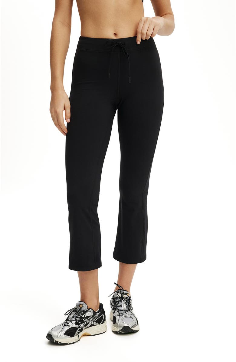 COTTON ON BODY Women's Active Ultra Soft Tie Front Cropped Kick Flare, Alternate, color, Black