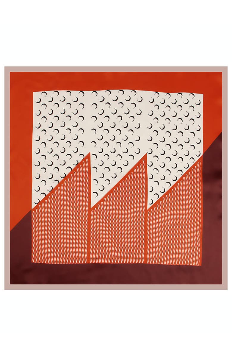 SILKSILKY Pure Silk Printed Designer Square Scarf, Main, color, Brown