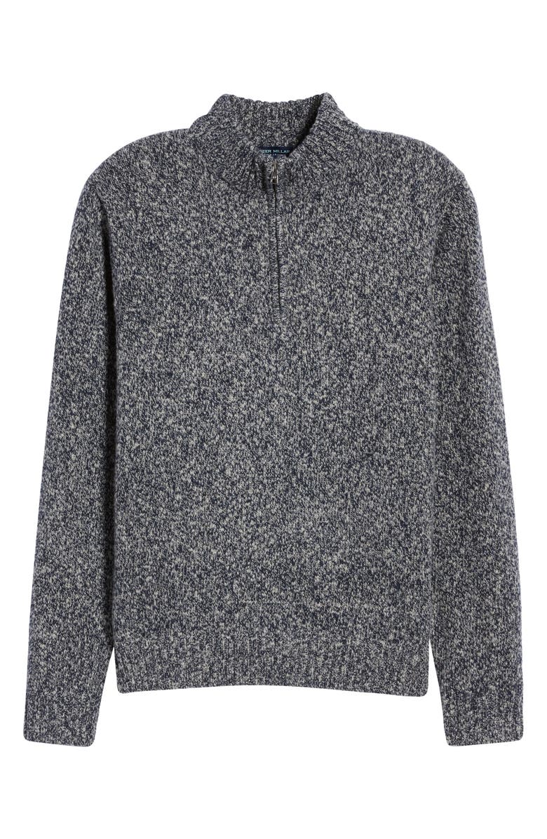Peter Millar Men's Crafted Worth Marled Quarter Zip Wool & Cashmere Sweater, Alternate, color, 