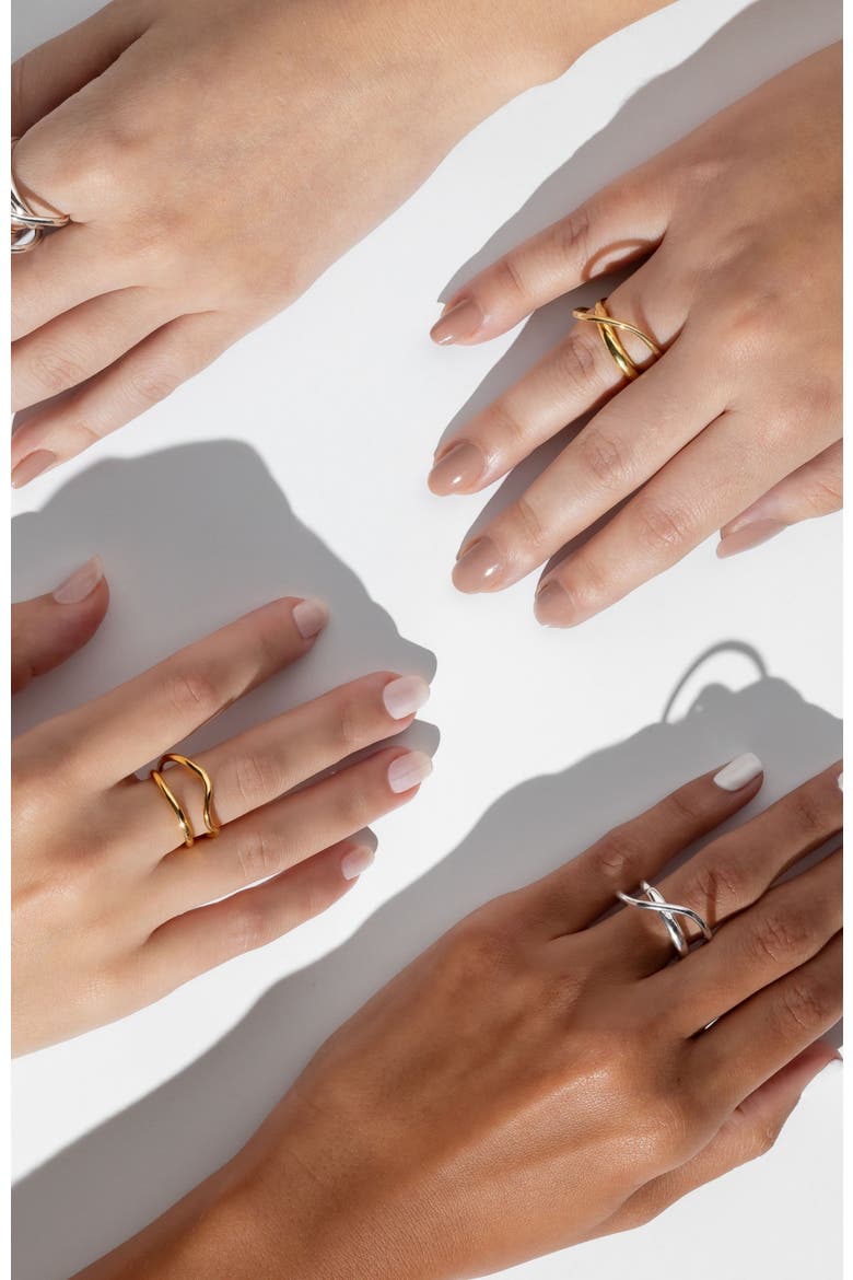 Naeva double and wave ring, Alternate, color, GOLD PLATE