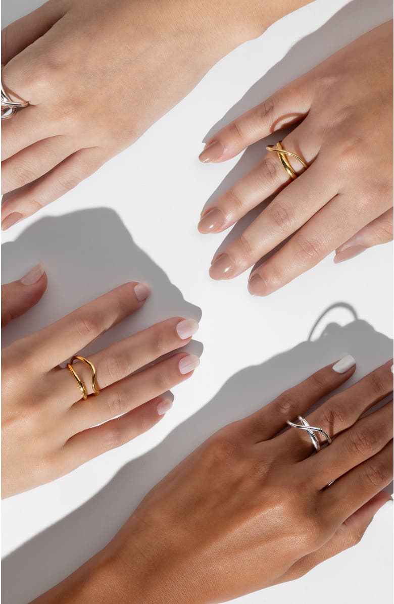 PIERETTI Naeva double and wave ring, Alternate, color, Gold Plate