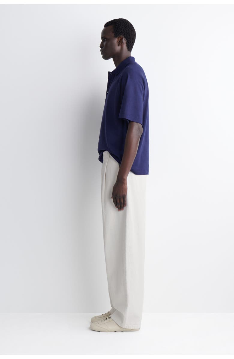 COS Relaxed Cotton-Linen Polo Shirt, Alternate, color, Navy