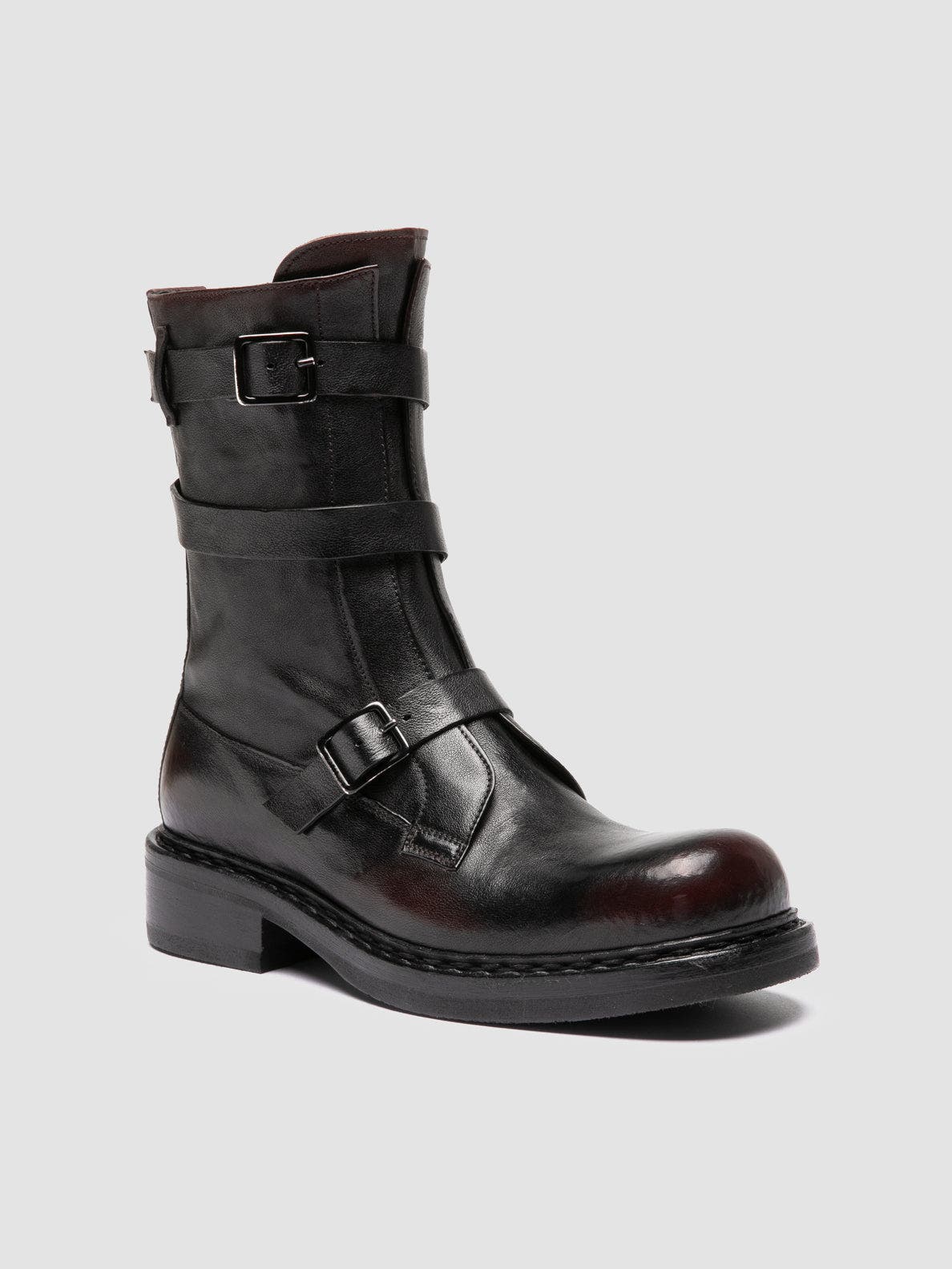 Officine Creative Dakota 004 Leather Buckle Boots, Alternate, color, Burgundy