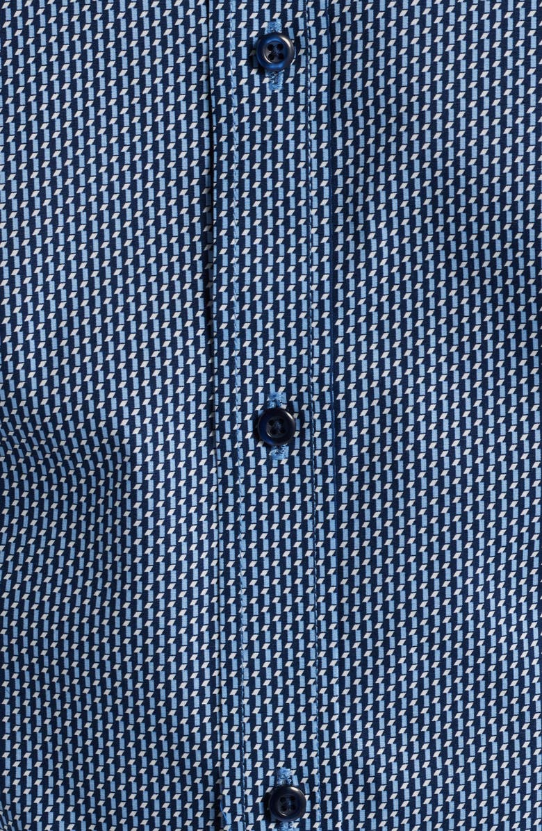 DANIEL HECHTER Paris Modern Fit Blue Geometric Print Cotton Dress Shirt, Alternate, color, 