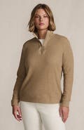 Lands' End Plus Size Long Sleeve Waffle Colorblock Quarter Zip Pullover