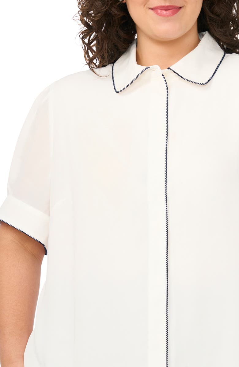 CeCe Georgette Button-Up Top, Alternate, color, New Ivory